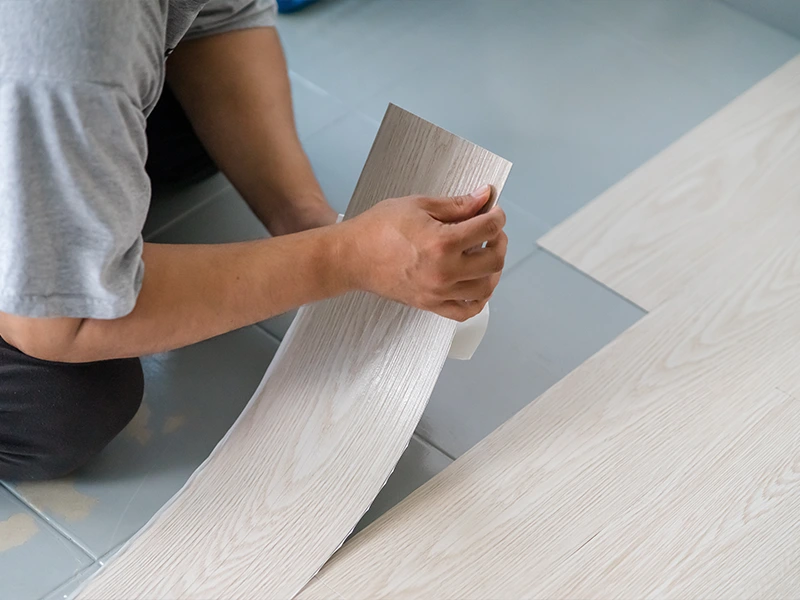 Flooring with luxury vinyl tiles