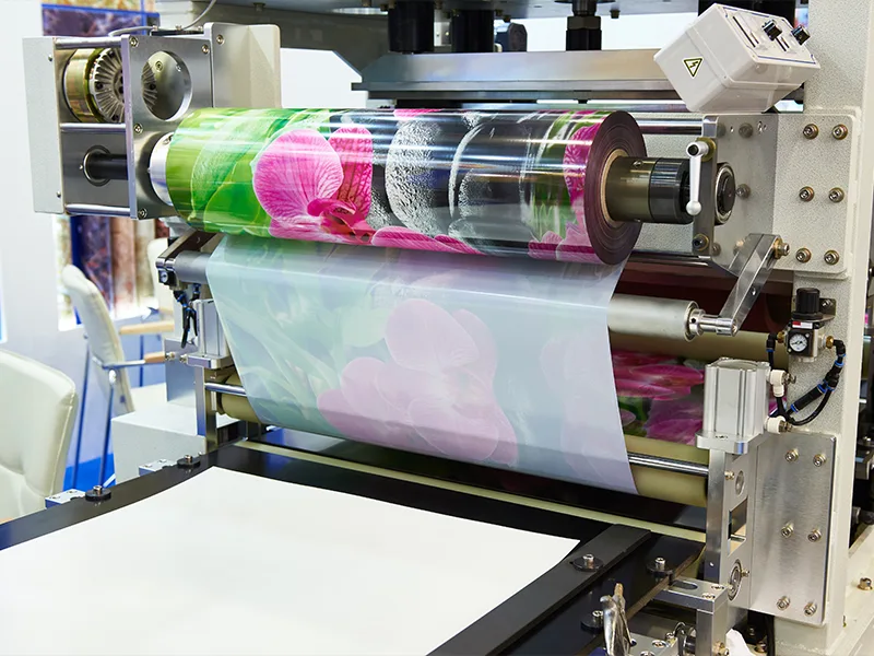 Printing machine as an example for an application of antistatic compounds to reduce relectrostatic charging.
